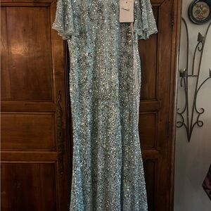 Mac Duggal Sparkling Blue Sequin Maxi Dress